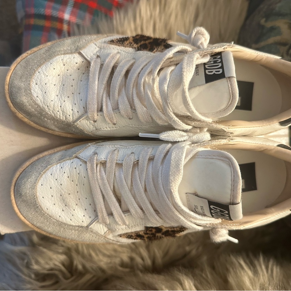 Golden Goose White Sneakers with Leopard Star - Picture 8 of 9